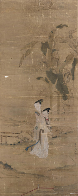 仇英绢本《古代仕女图》轴