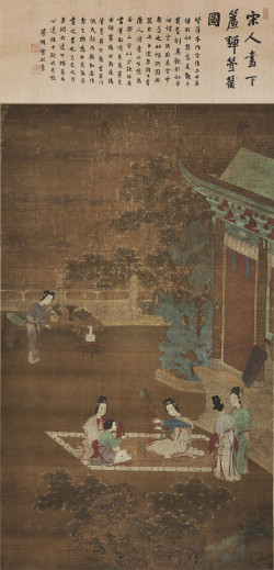 仇英绢本工笔《女乐图》轴